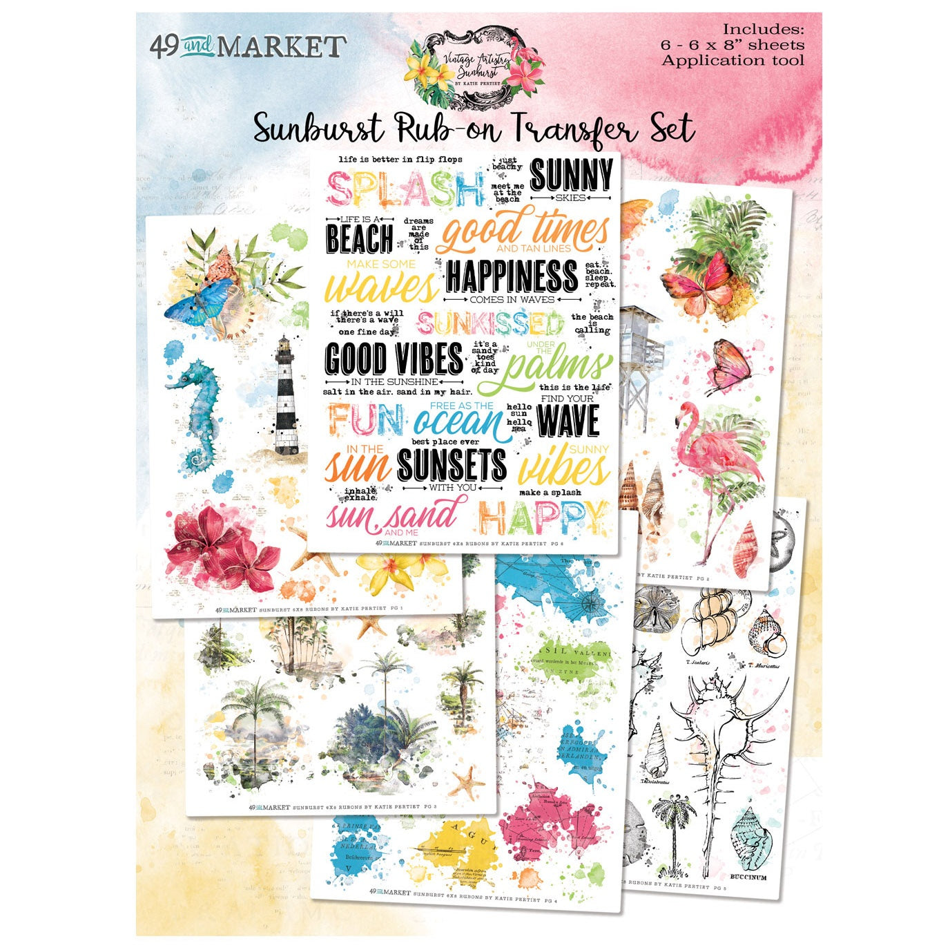 Sunburst 6x8 Rub-on Transfer set in Sunburst collection by 49 & Market