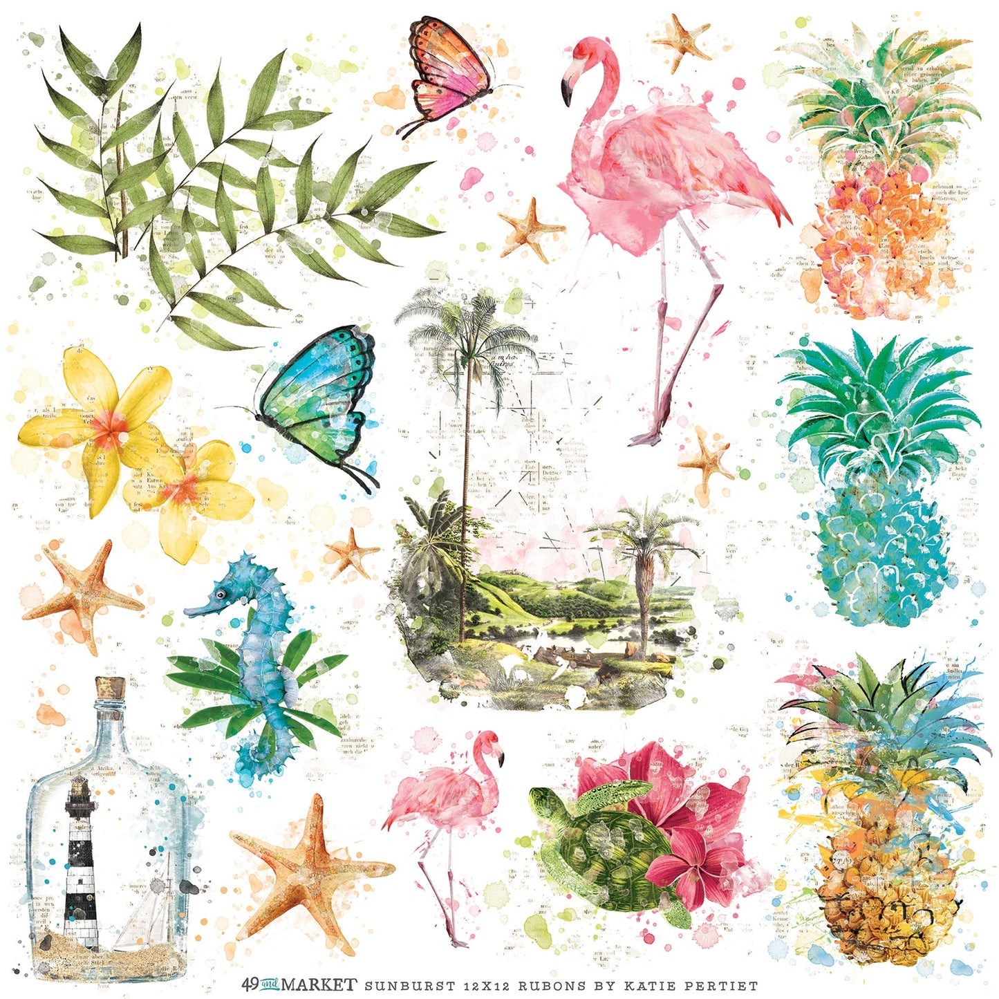 Sunburst Classic Rub-on Transfer Sheet in Sunburst collection by 49 & Market