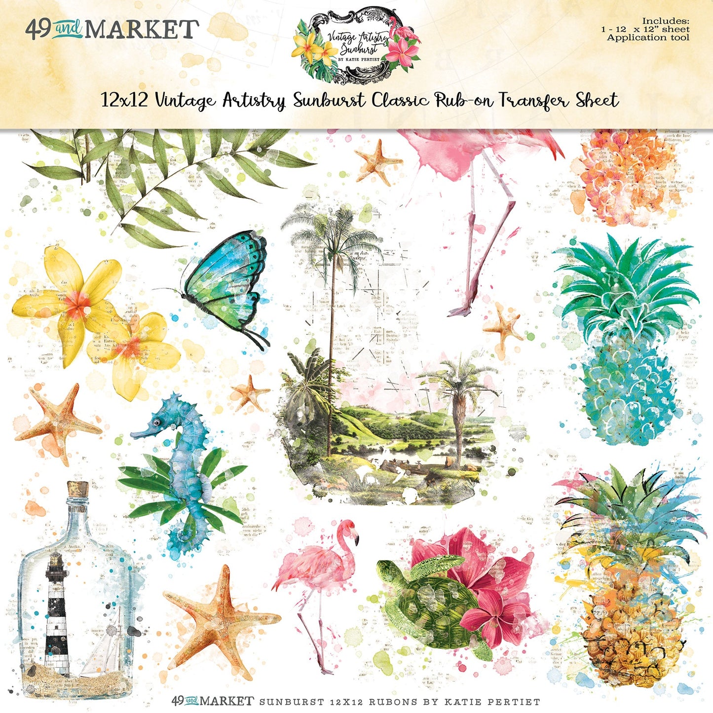 Sunburst Classic Rub-on Transfer Sheet in Sunburst collection by 49 & Market