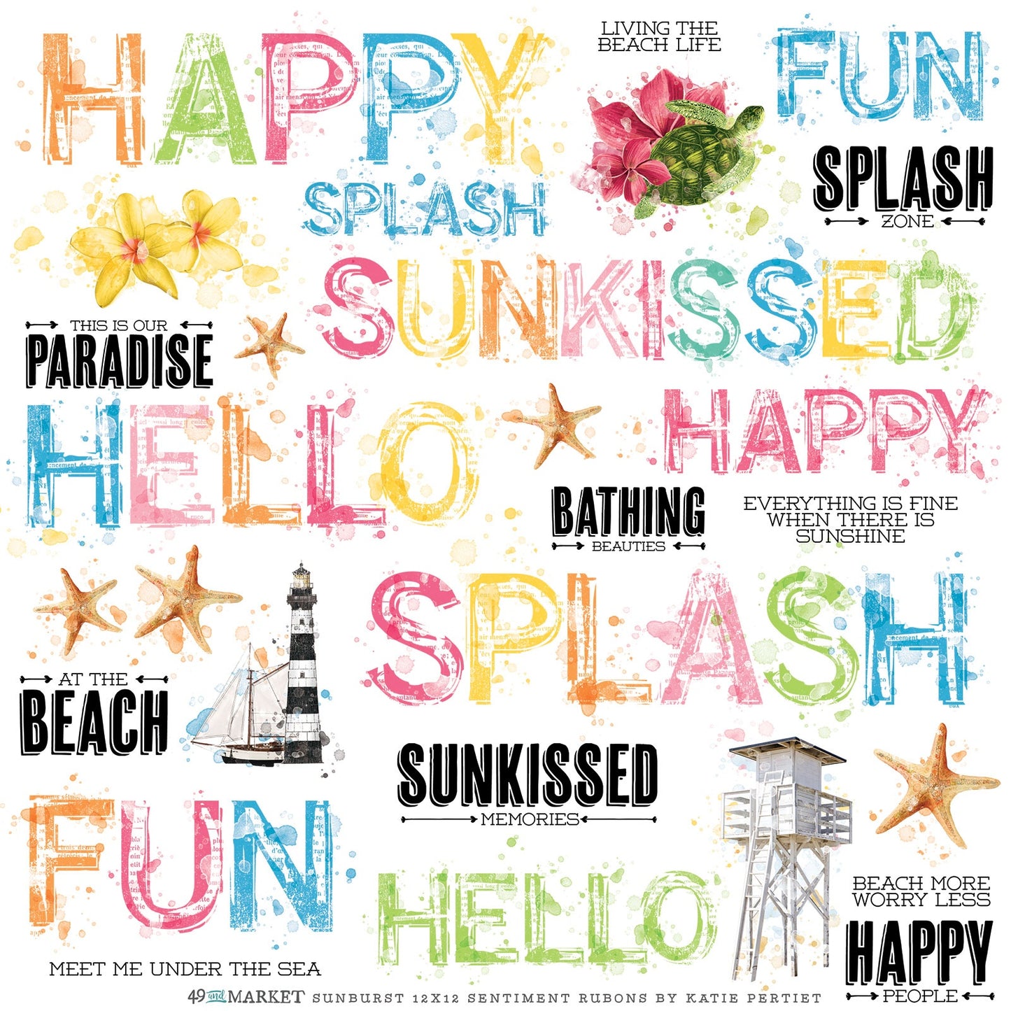Sunburst Sentiments Rub-on Transfer Sheet in Sunburst collection by 49 & Market