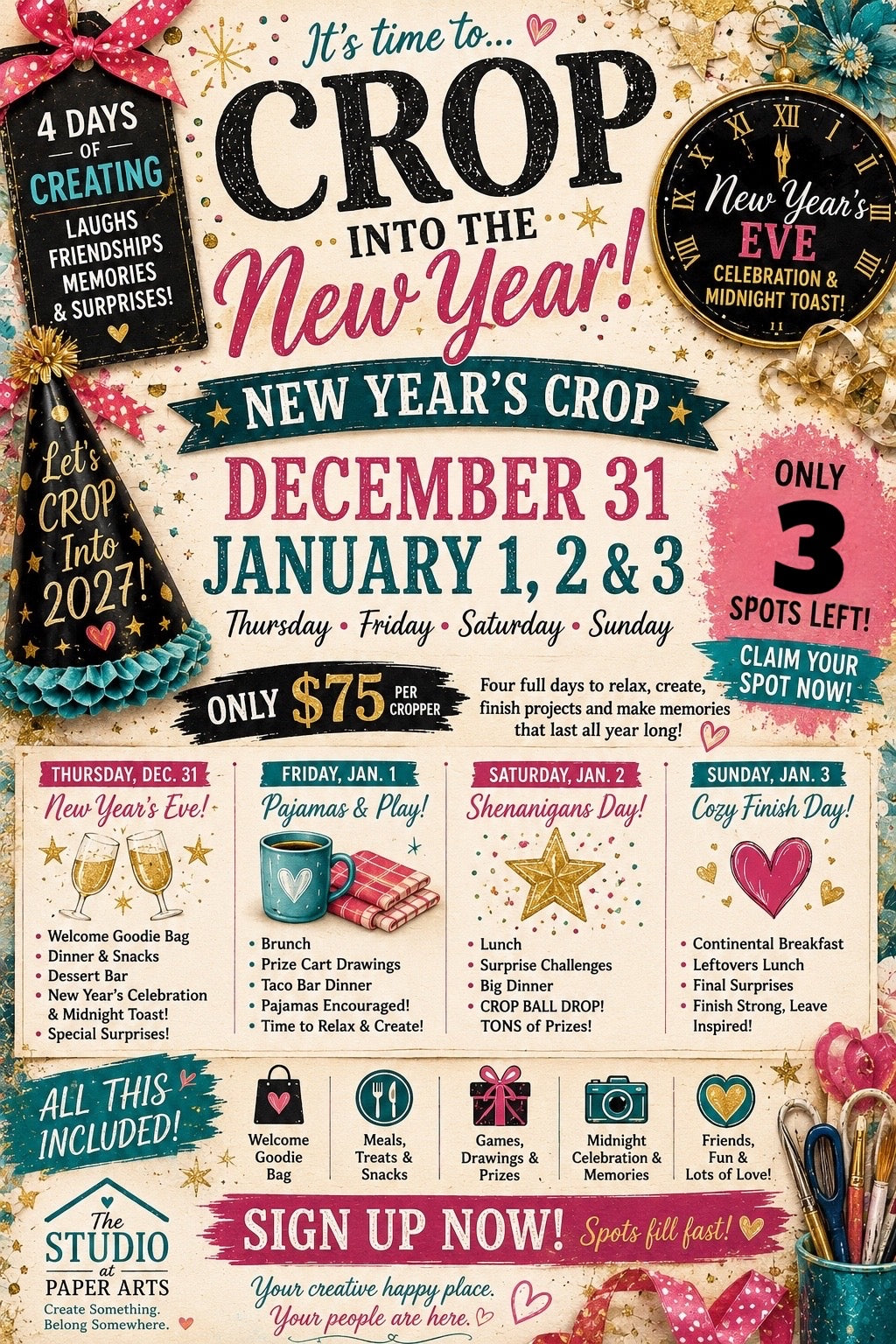 Crop Into the New Year!
December 31, 2026 – January 3, 2027