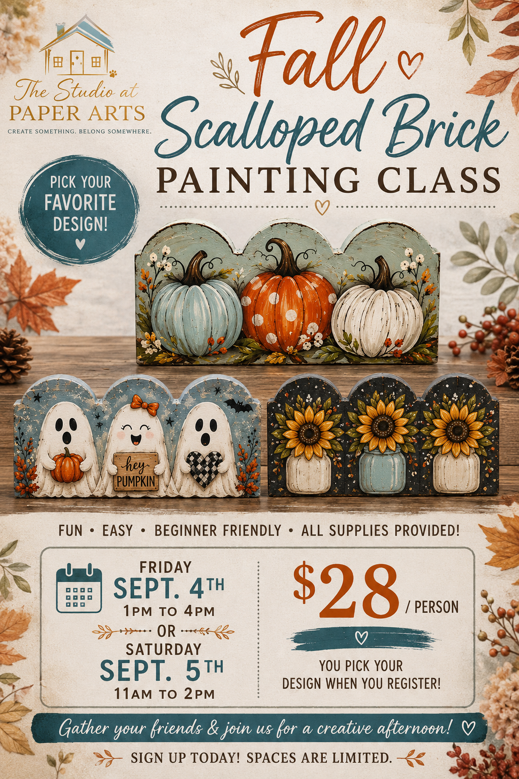 Fall Scalloped Brick Painting Class ππ¨