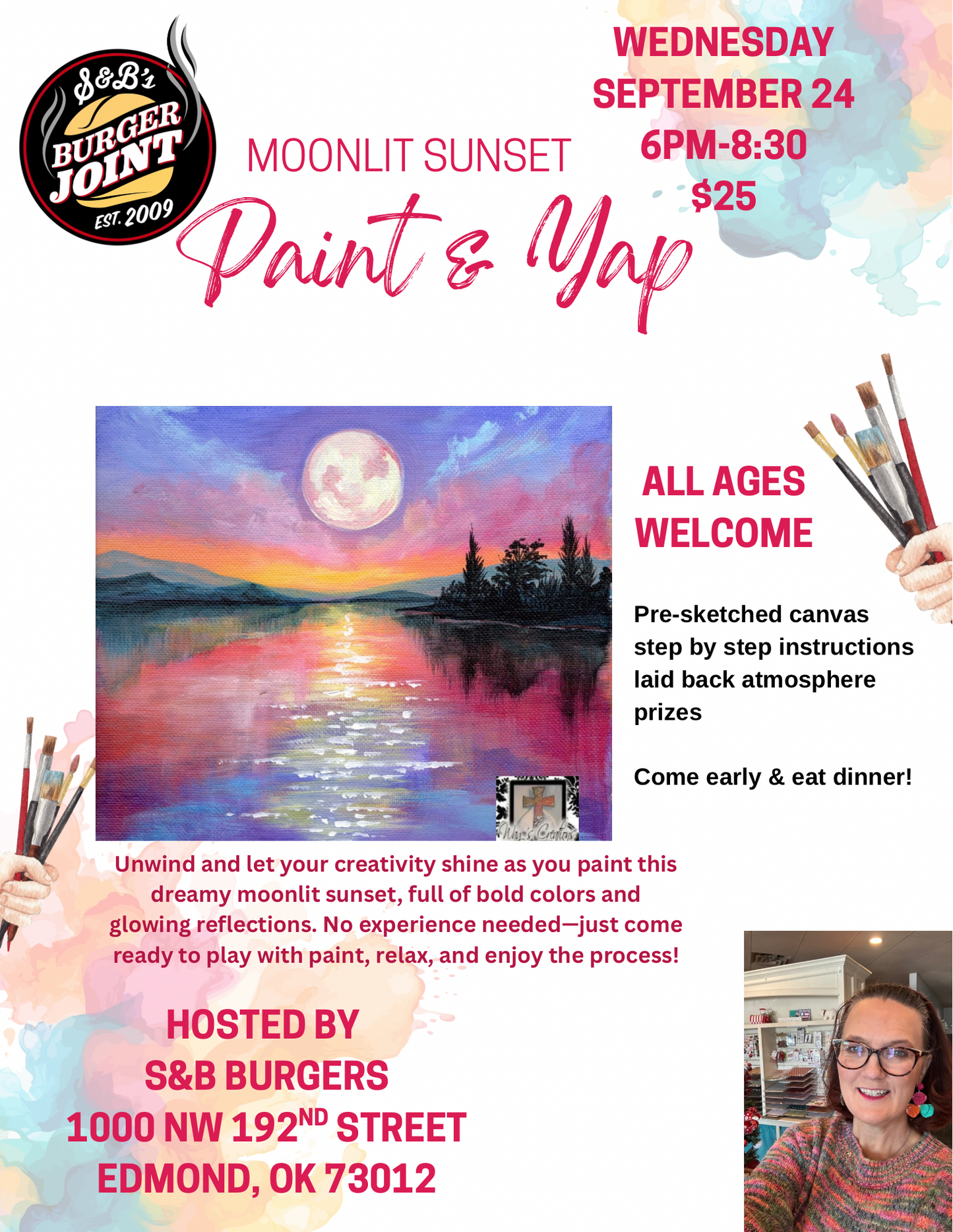 Moonlit Sunset Paint & Yap at S&B burgers