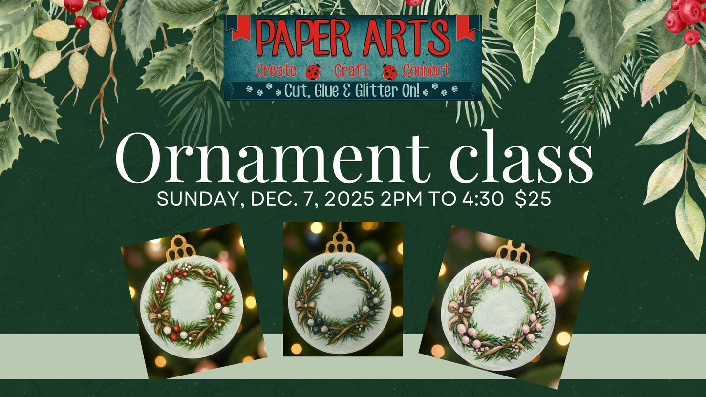 π Ornament Painting Class
Sunday, December 7, 2025 β’ 2:00β4:30 PM β’ $25