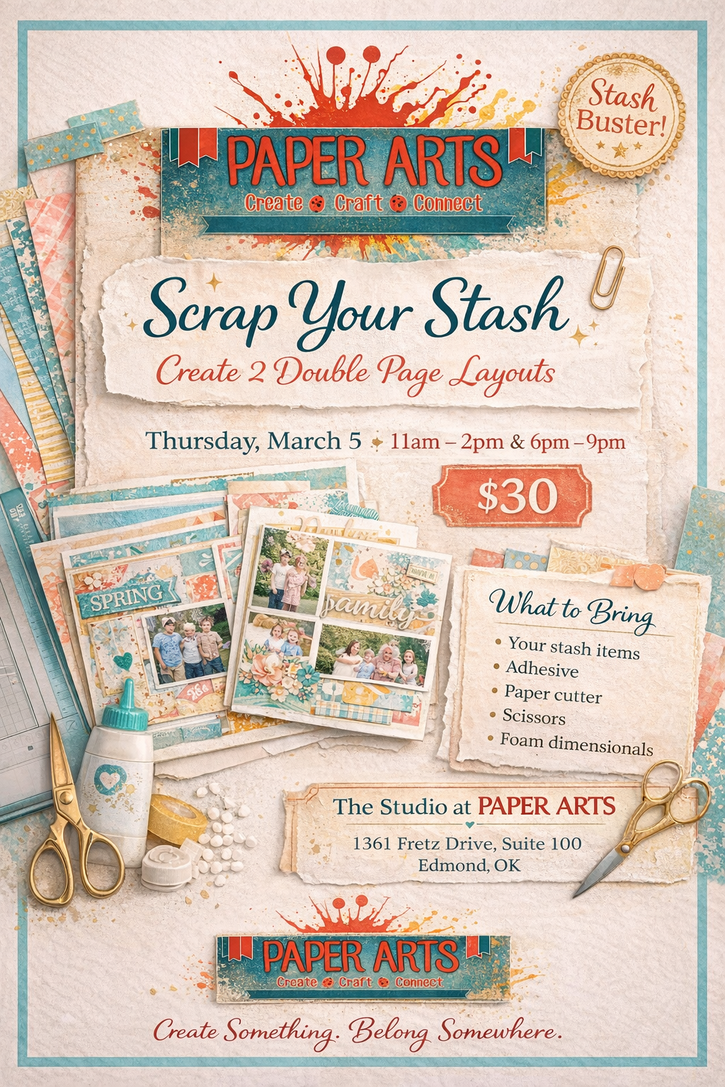 Scrap Your Stash—2 double page layouts Thursday March 5