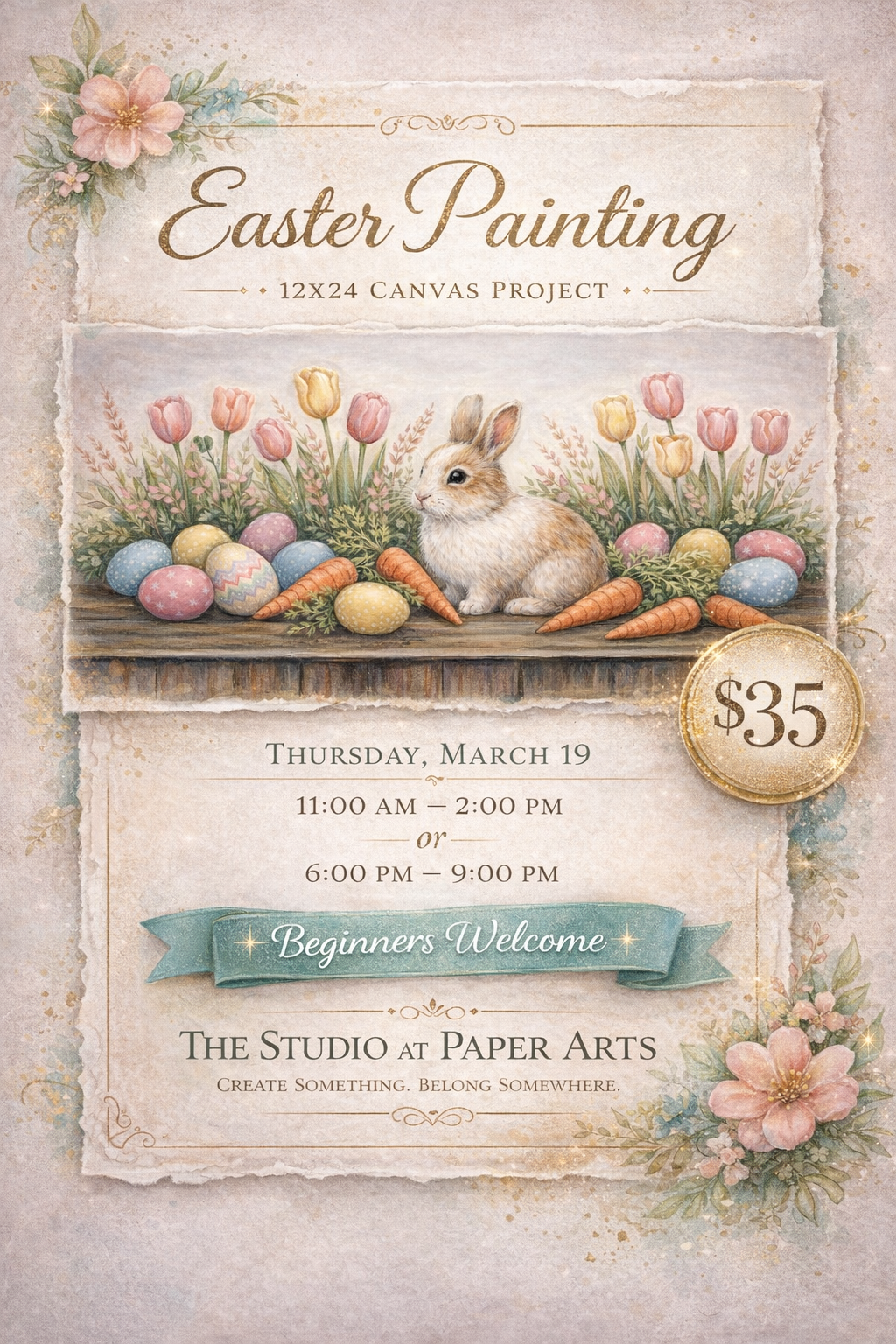 🌸 Easter Painting | 12x24 Canvas Experience