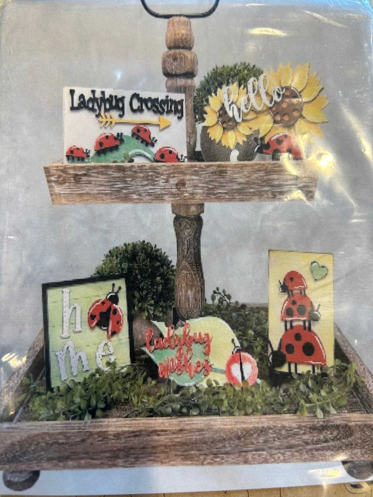 Ladybug Tiered Tray Set Home Decor DIY Wood