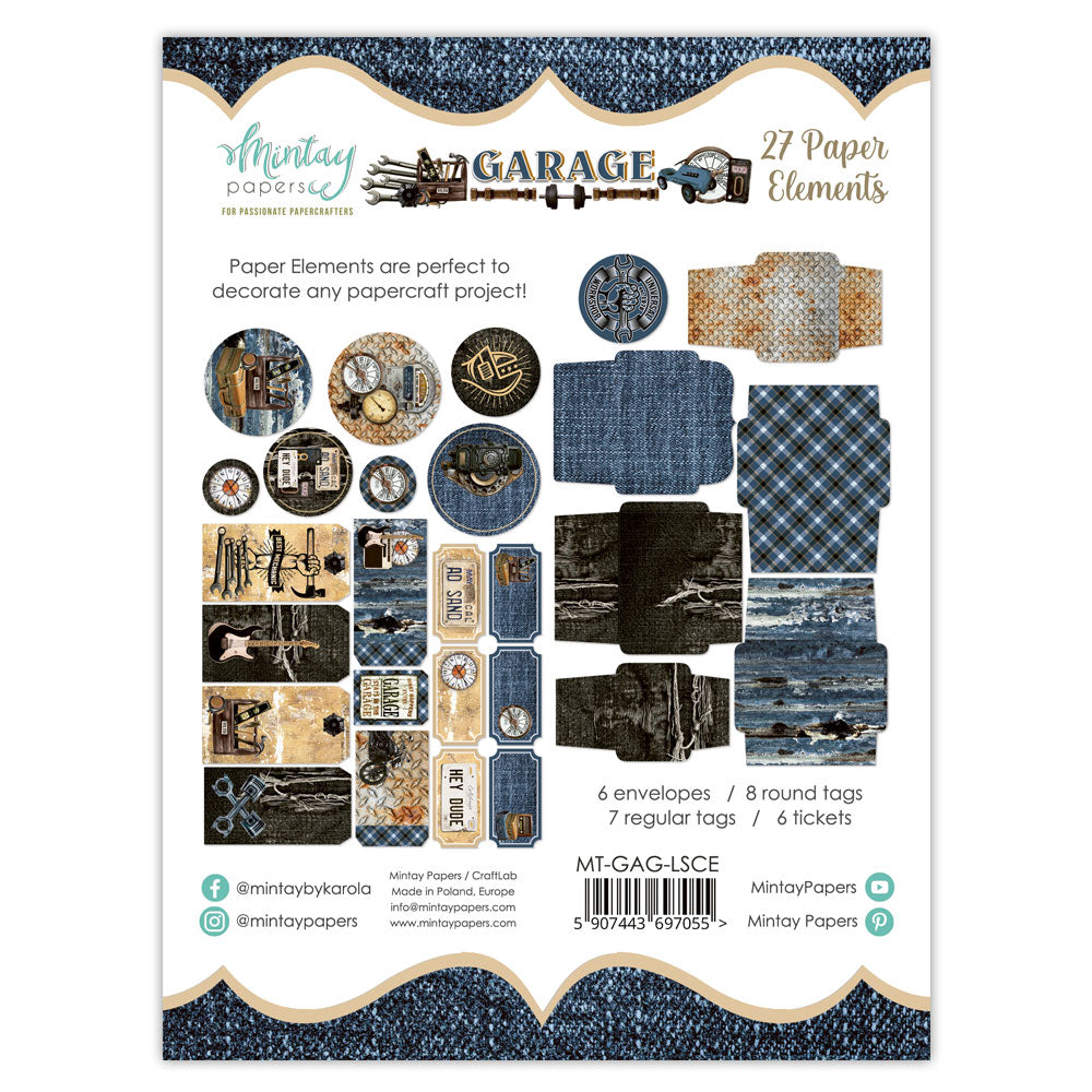 Mintay Collection Paper Elements-Garage 27 pcs