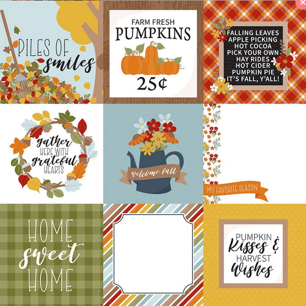 Fall Fever 4x4 Journaling Cards 12x12 Echo Park Fall Fever Collection
