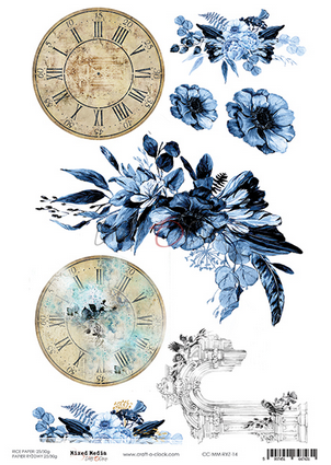 Blue Florals Rice Paper