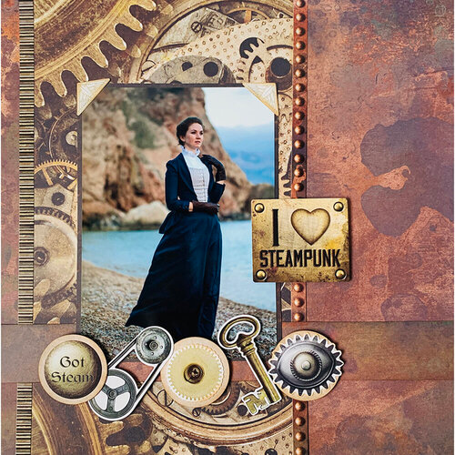 Splendid Steampunk 12x12 Stickers Splendid Steampunk collection by Reminisce