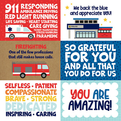 6x4 Journaling Cards 12x12 Paper First Responders Collection by Echo Park