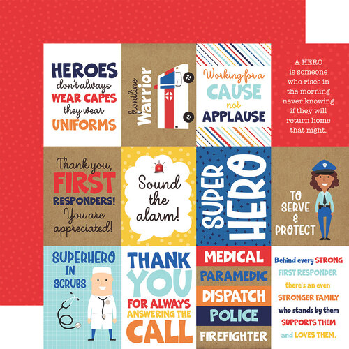 3x4 Journaling Cards 12x12 Paper First Responders Collection by Echo Park
