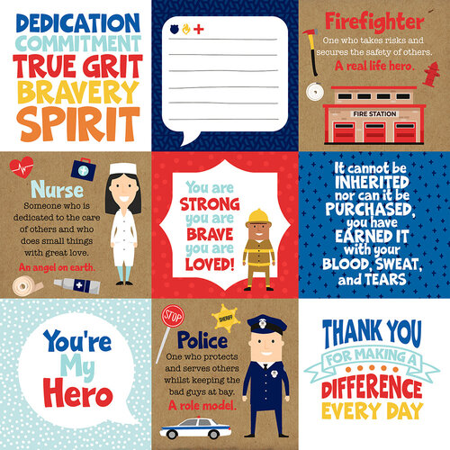 4x4 Journaling Cards 12x12 Paper First Responders Collection by Echo Park