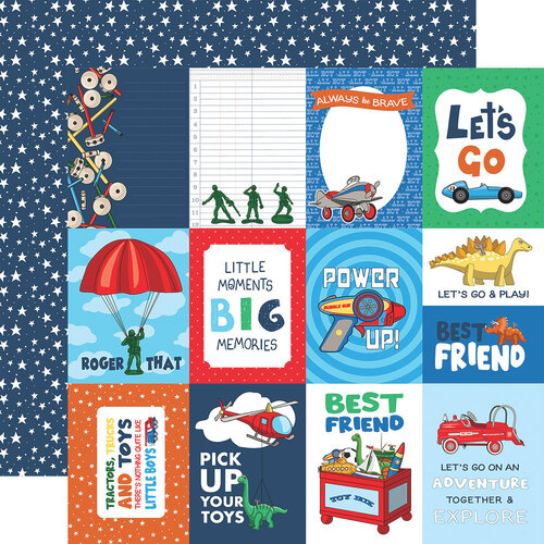 3x4 Journaling Cards 12x12 Paper Little Boy Collection by Echo Park