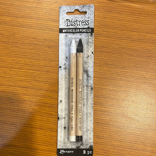 TH Distress Watercolor pencil 2 pack (Black Soot & Picket Fence)