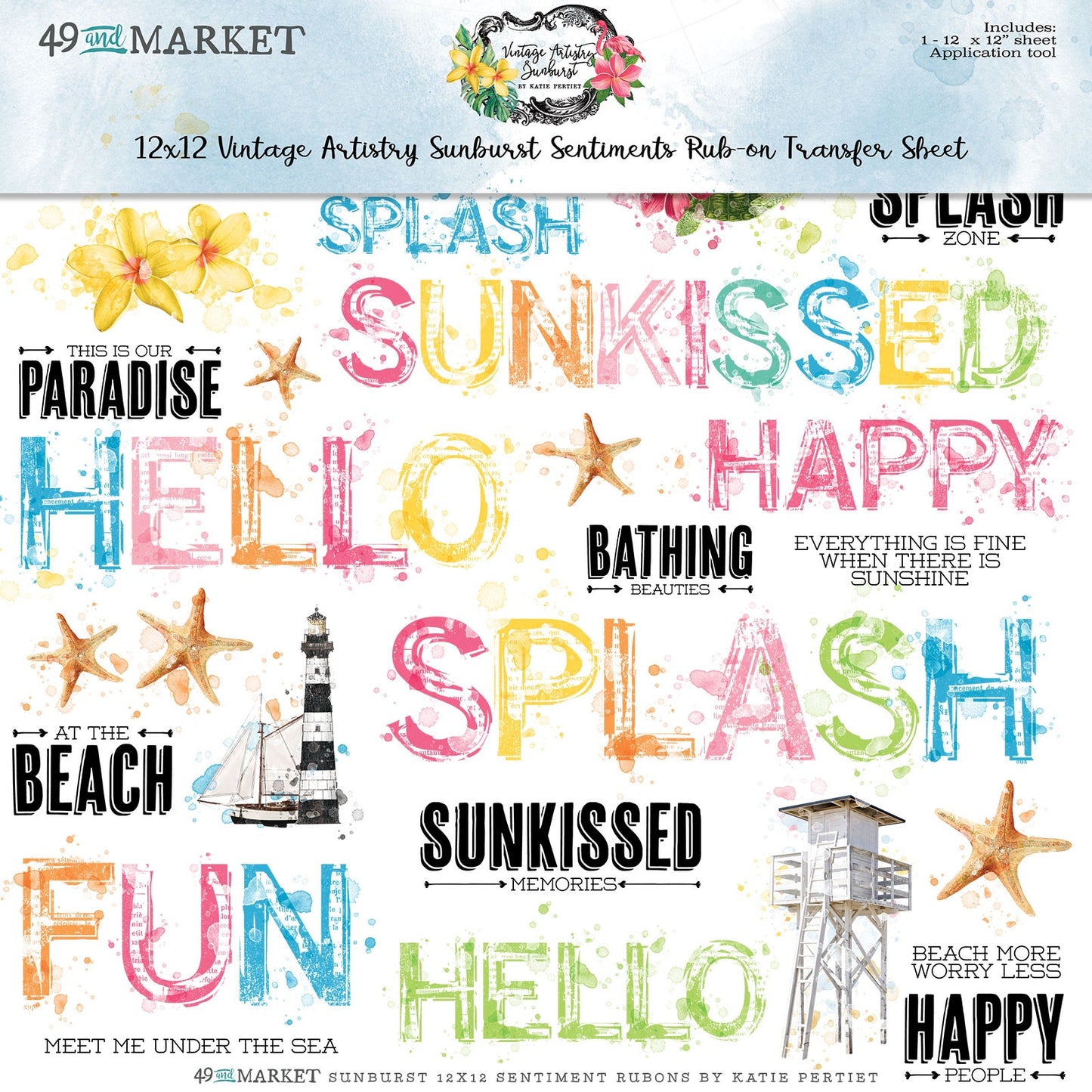 Sunburst Sentiments Rub-on Transfer Sheet in Sunburst collection by 49 & Market