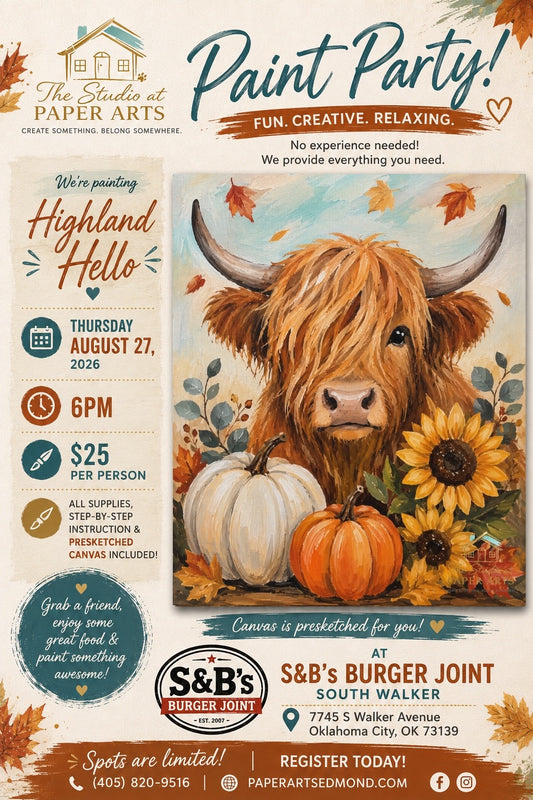 Highland Hello

Paint Party at S&B’s Burger Joint – South Walker