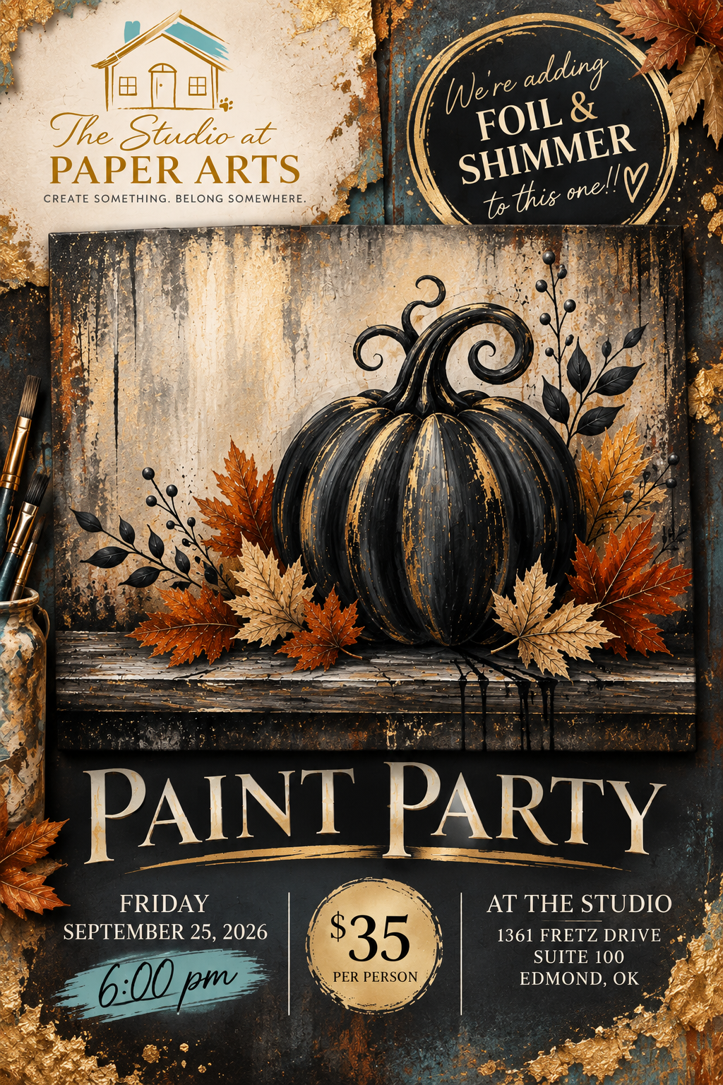 Edgy Fall Black Pumpkin Paint Party
