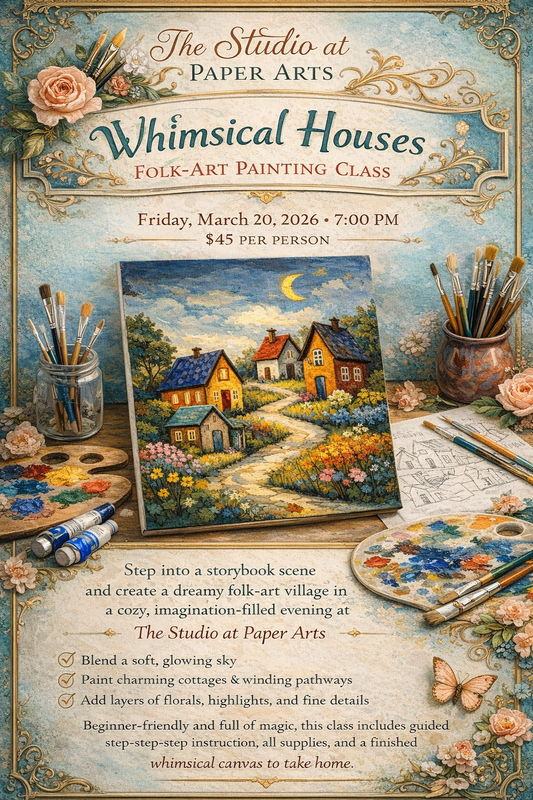🌙 Whimsical Houses: Folk-Art Painting Class