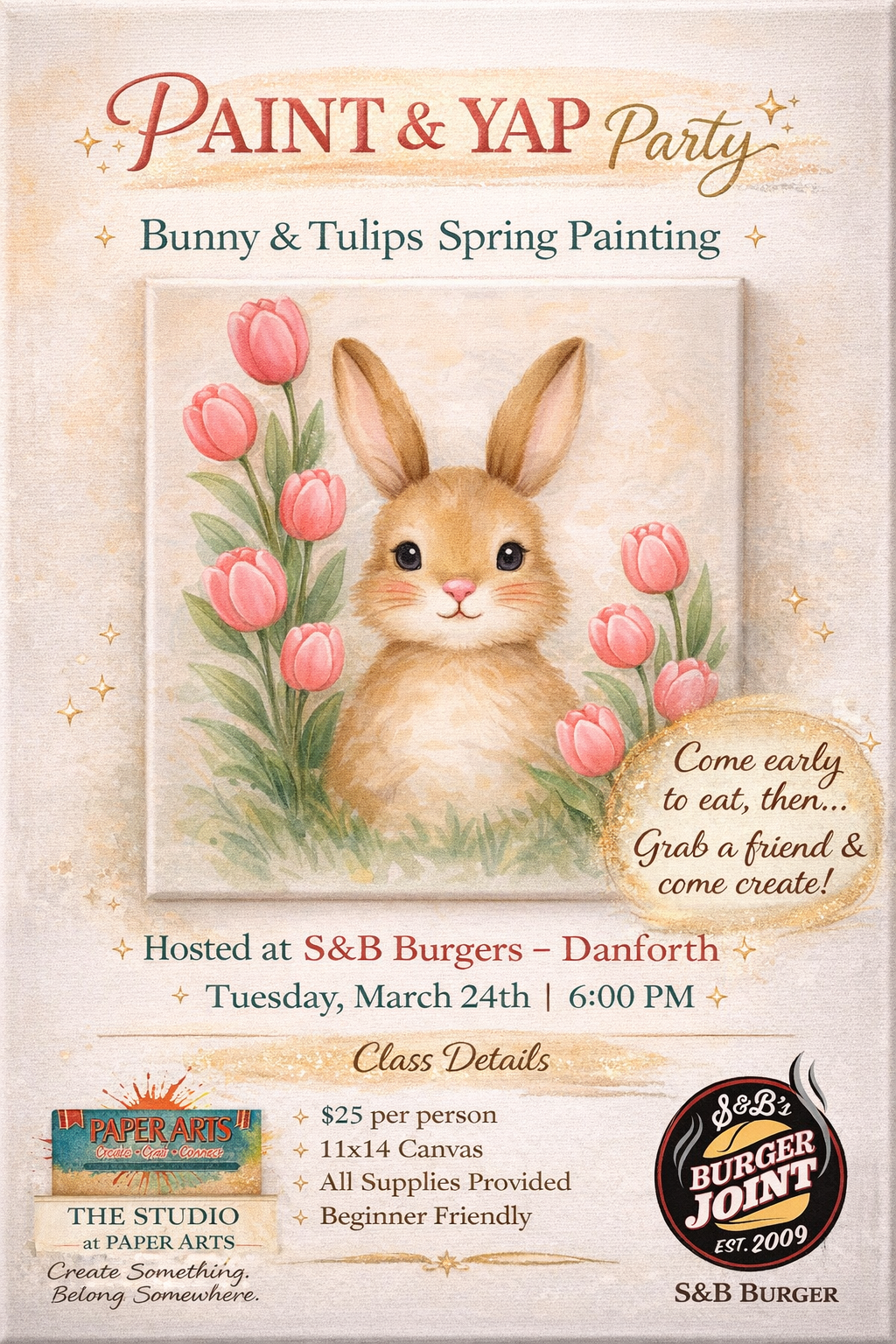 🐰 Paint & Yap Party at S&B Burgers – Danforth