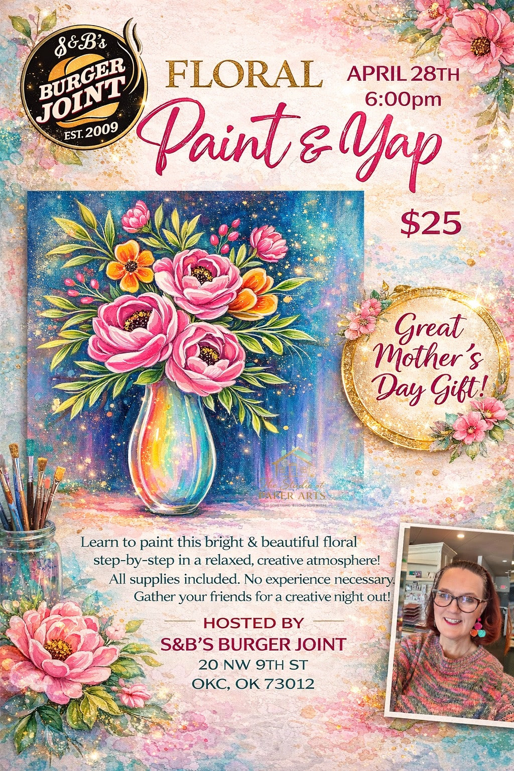 Floral Paint & Yap at S&Bs April 28th