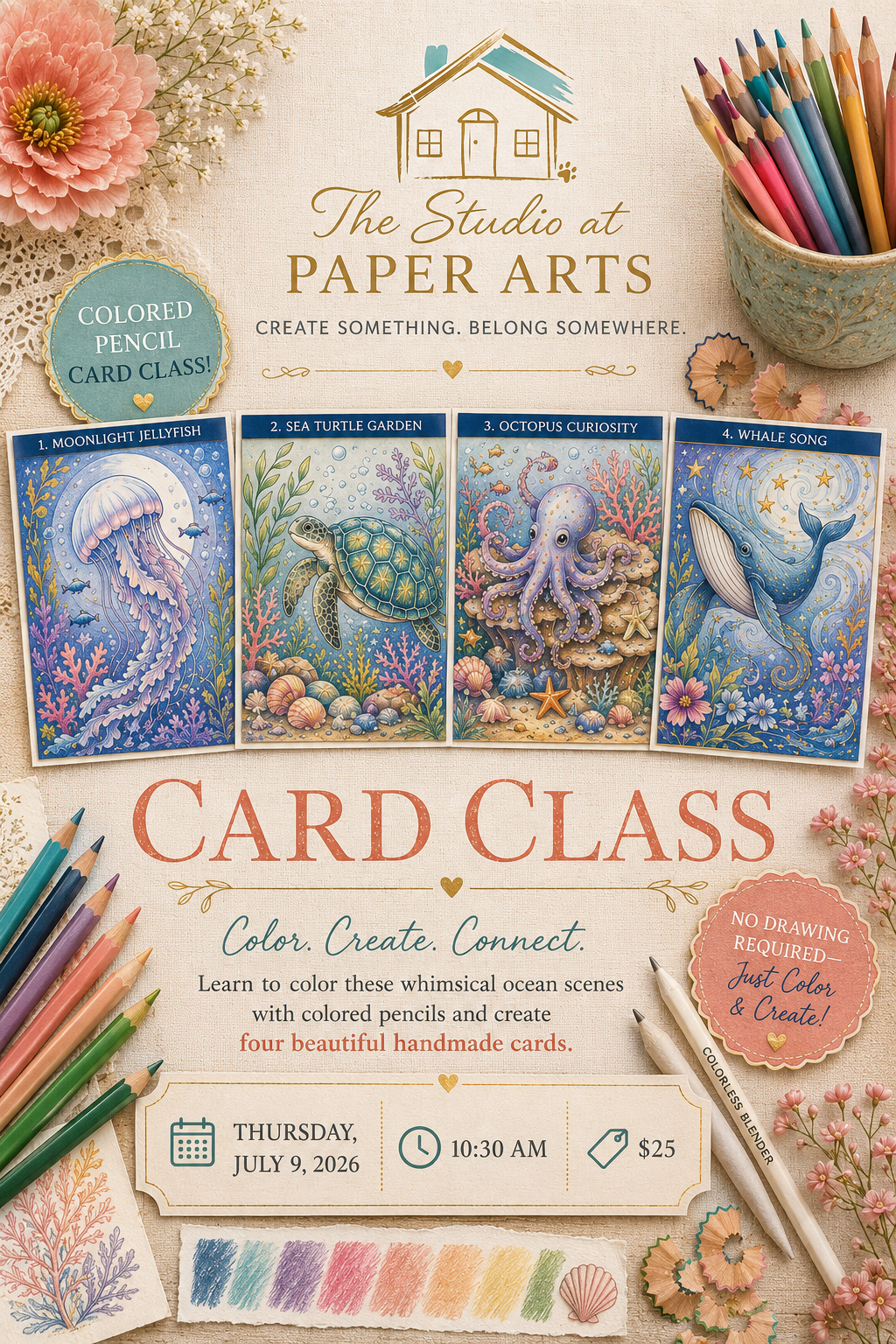 Ocean Dreams Colored Pencil Card Class