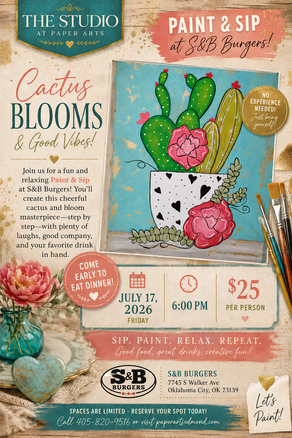 Cactus Blooms Paint & Sip at S&B South
