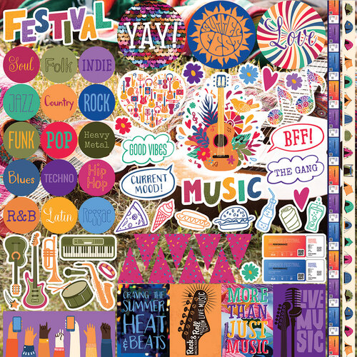 Music Festival 12x12 sticker sheet by Reminisce