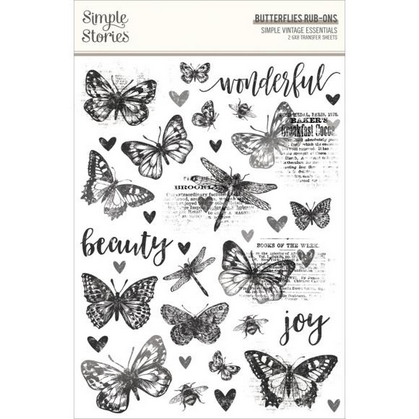 Simple Vintage Essentials Butterflies Rub-Ons