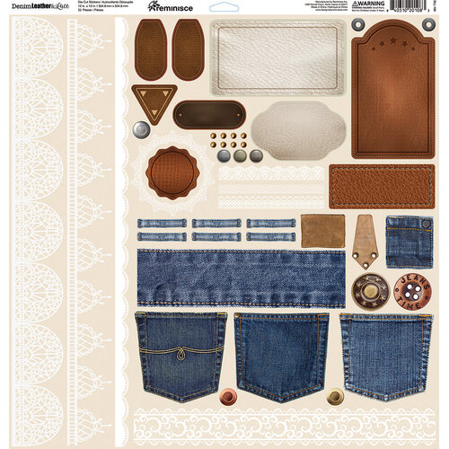 Denim Leather & Lace 12x12 sticker sheet by Reminisce