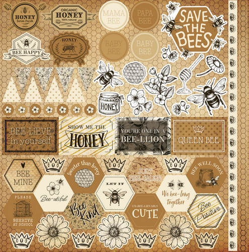 Bee Happy 12x12 sticker sheet Bee Happy collection by Reminisce
