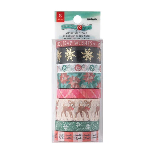 Peppermint Kisses Washi Tape Gold Foil Multi-roll pack in Peppermint Kisses collection by Vicki Boutin