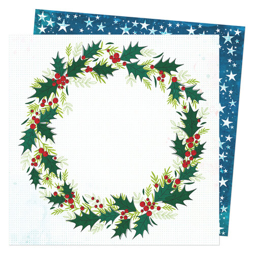 Holly Wreath 12x12 paper in Peppermint Kisses collection by Vicki Boutin