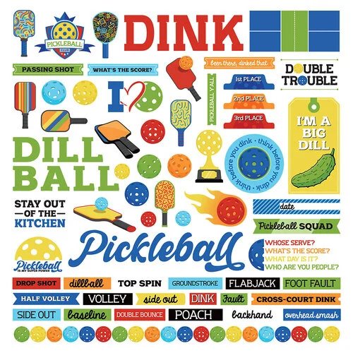 Pickleball 12x12 Sticker Sheet by PhotoPlay Paper
