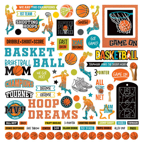 Boys MVP Basketball Sticker Sheet 12x12 by PhotoPlay Paper