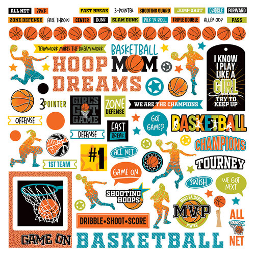 Girls MVP Basketball Sticker Sheet 12x12 by PhotoPlay Paper