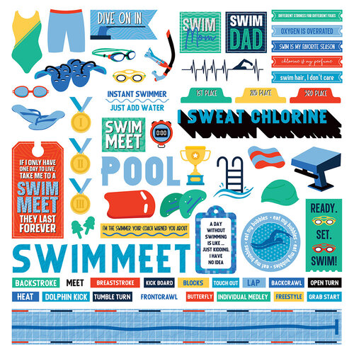 Swimming 12x12 Sticker Sheet by PhotoPlay