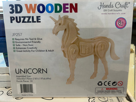 Unicorn DIY 3d wooden Puzzle