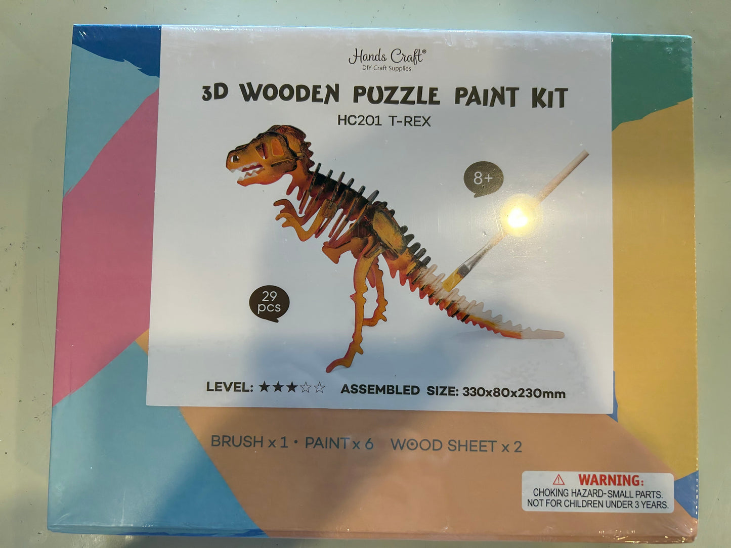 T-Rex 3d Wooden Puzzle Paint Kit