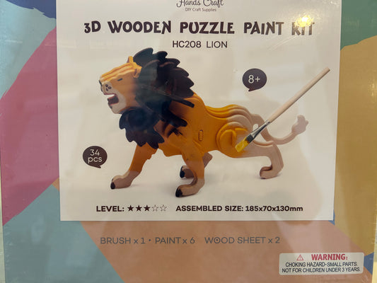 Lion 3d Wooden Puzzle Paint Kit