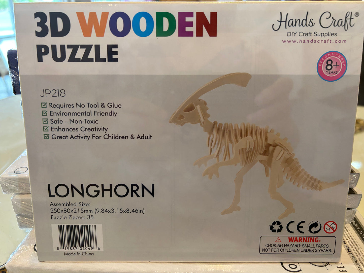 Longhorn Dinosaur DIY 3d wooden Puzzle