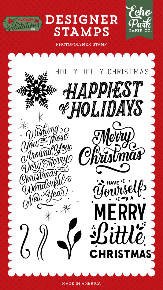 Happiest of Holidays Stamp Set Christmas Salutations No 2 collection Echo Park