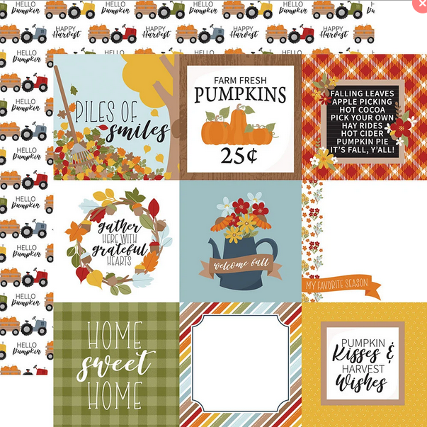 Fall Fever 4x4 Journaling Cards 12x12  Echo Park Fall Fever Collection