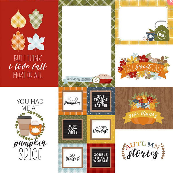 Fall Fever Multi Journaling Cards  12x12  Echo Park Fall Fever Collection