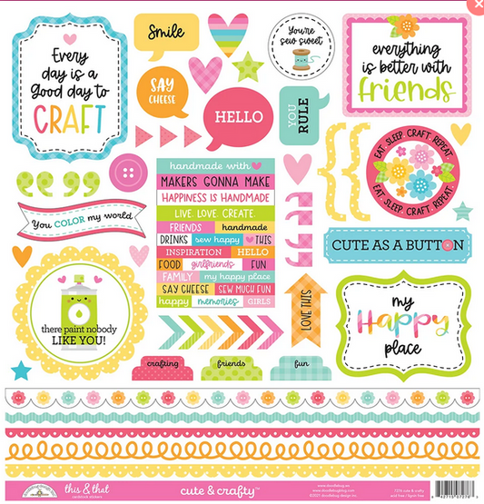 Cute & Crafty 12x12 Sticker Sheet Cute & Crafty Collection