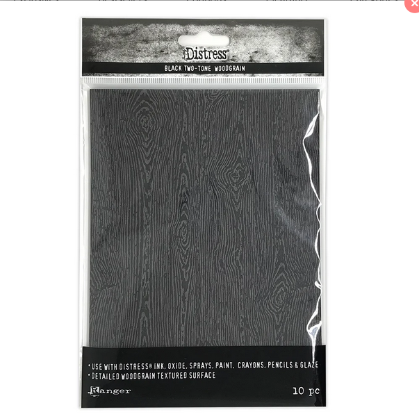 Tim Holtz Black Two-Tone Woodgrain Distress Paper