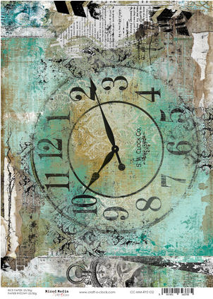 Turquoise Clock Face Rice Paper