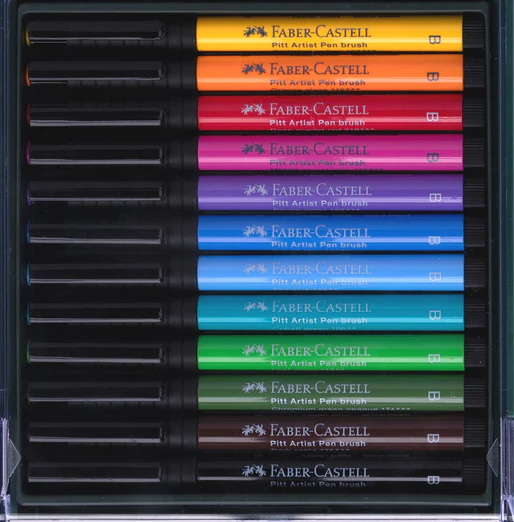 Faber-Castell Pitt Artist Brush Pen - Set of 12 - Bright – Paper Arts