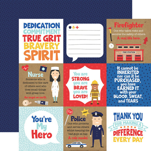 4x4 Journaling Cards 12x12 Paper First Responders Collection by Echo Park